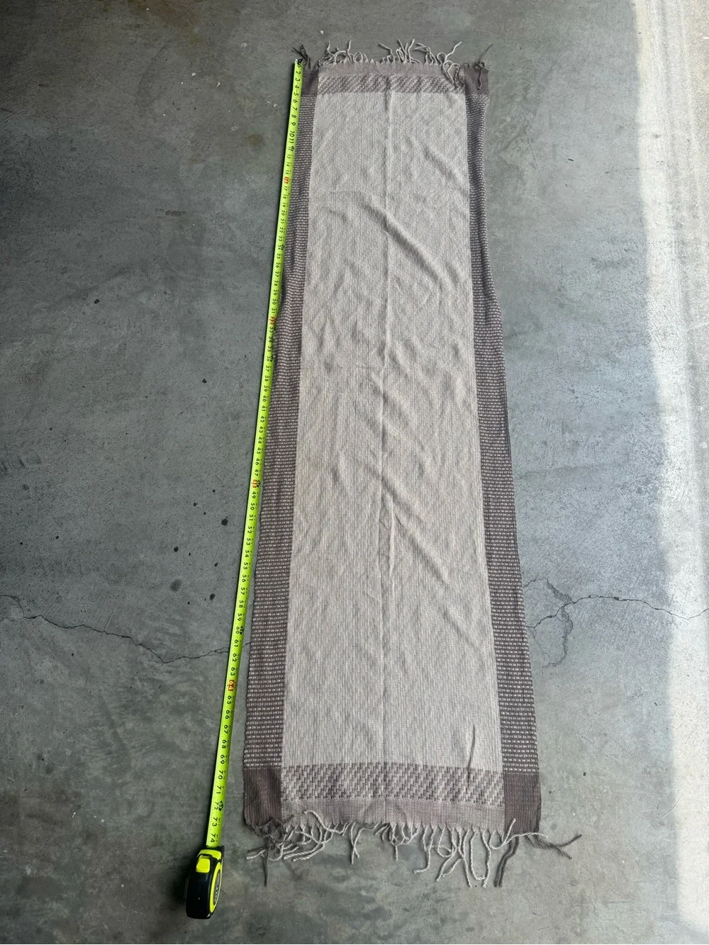 Neutral Woven Fringe Scarf - Beige and Taupe